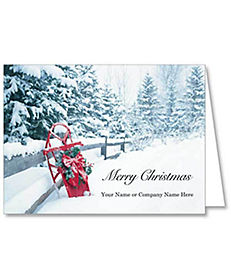 Cards: Merry Christmas Sled Holiday Card